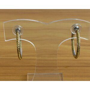 Two Pairs Of Stylish Gold & Silver-Tone Hoop Earrings With Textured & Twisted De